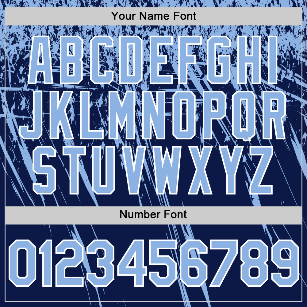Custom Navy Light Blue-White Distressed Scratch Brush Stroke Authentic Baseball Jersey view 5