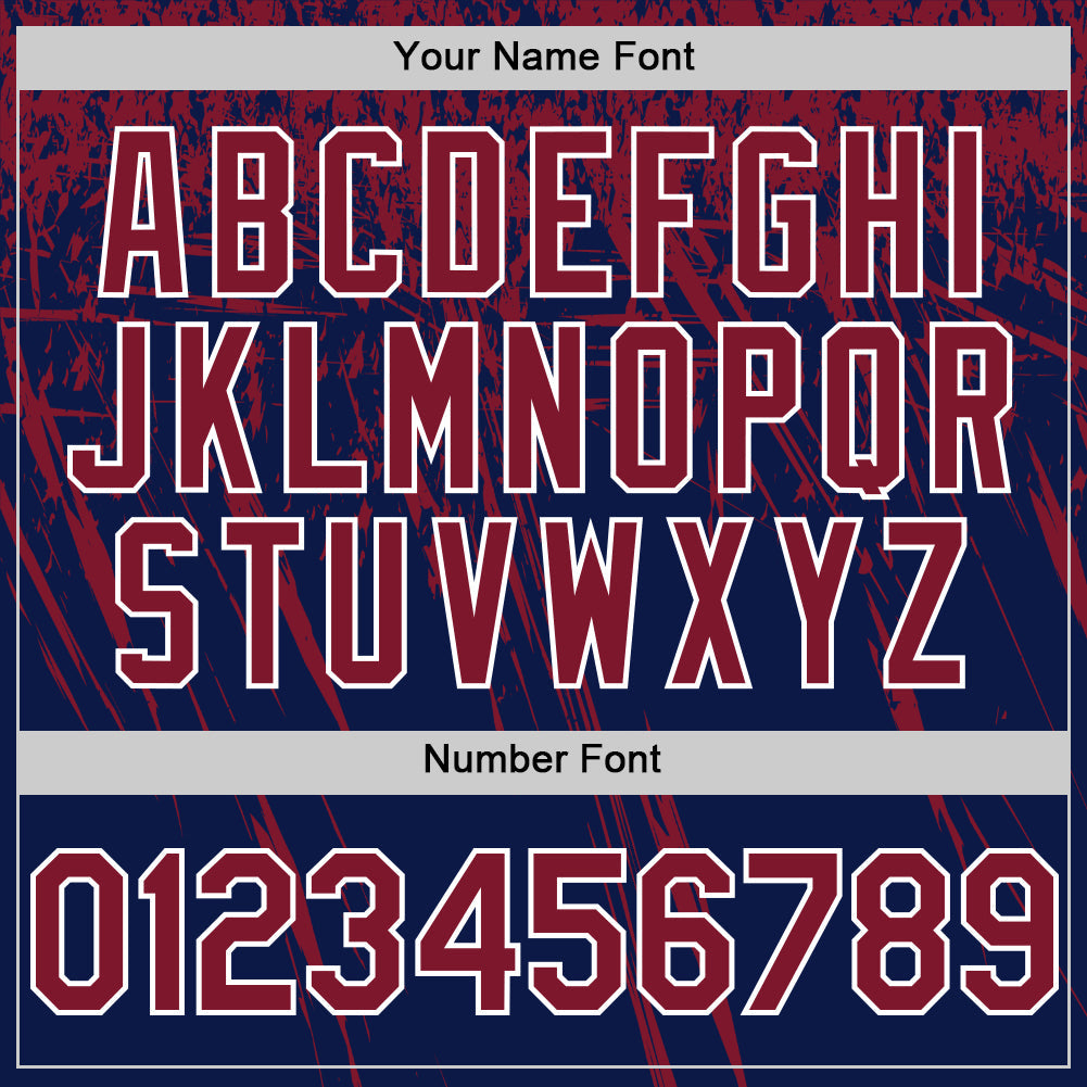 Custom Navy Crimson-White Distressed Scratch Brush Stroke Authentic Baseball Jersey view 5