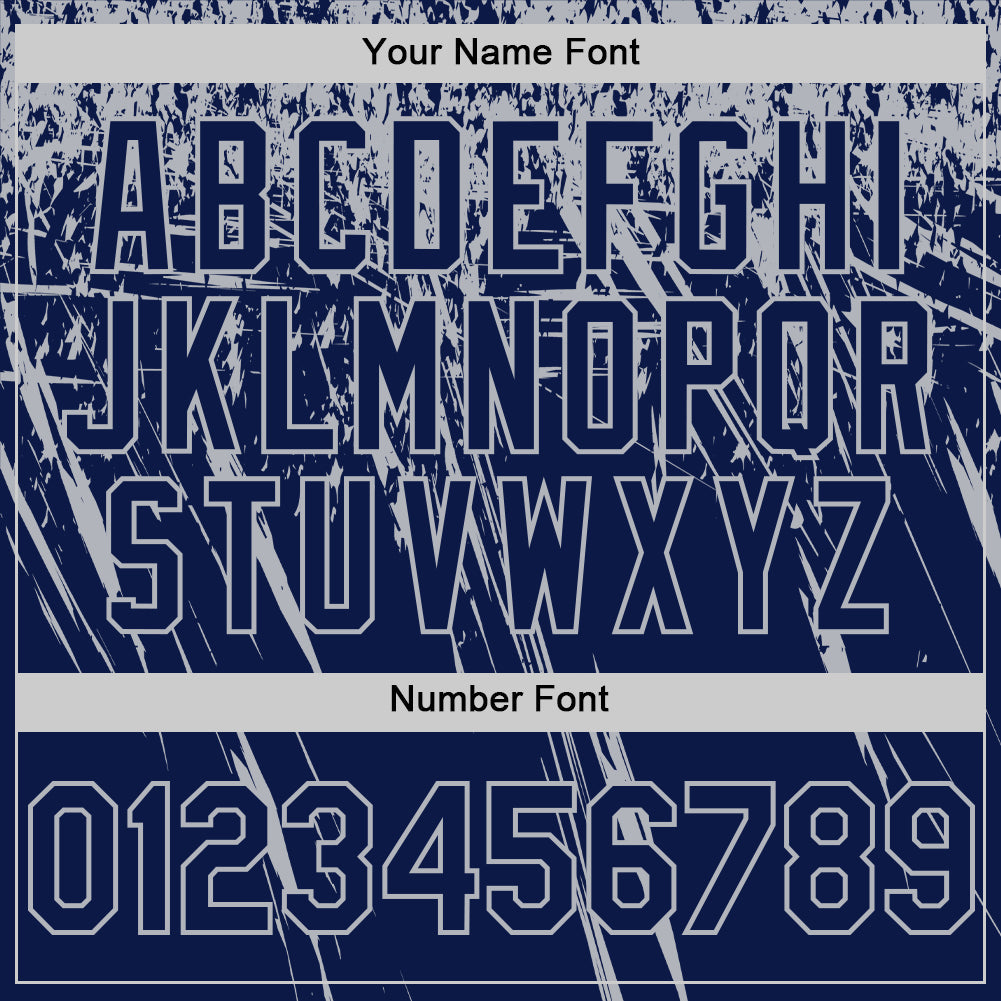 Custom Navy Gray Distressed Scratch Brush Stroke Authentic Baseball Jersey view 5