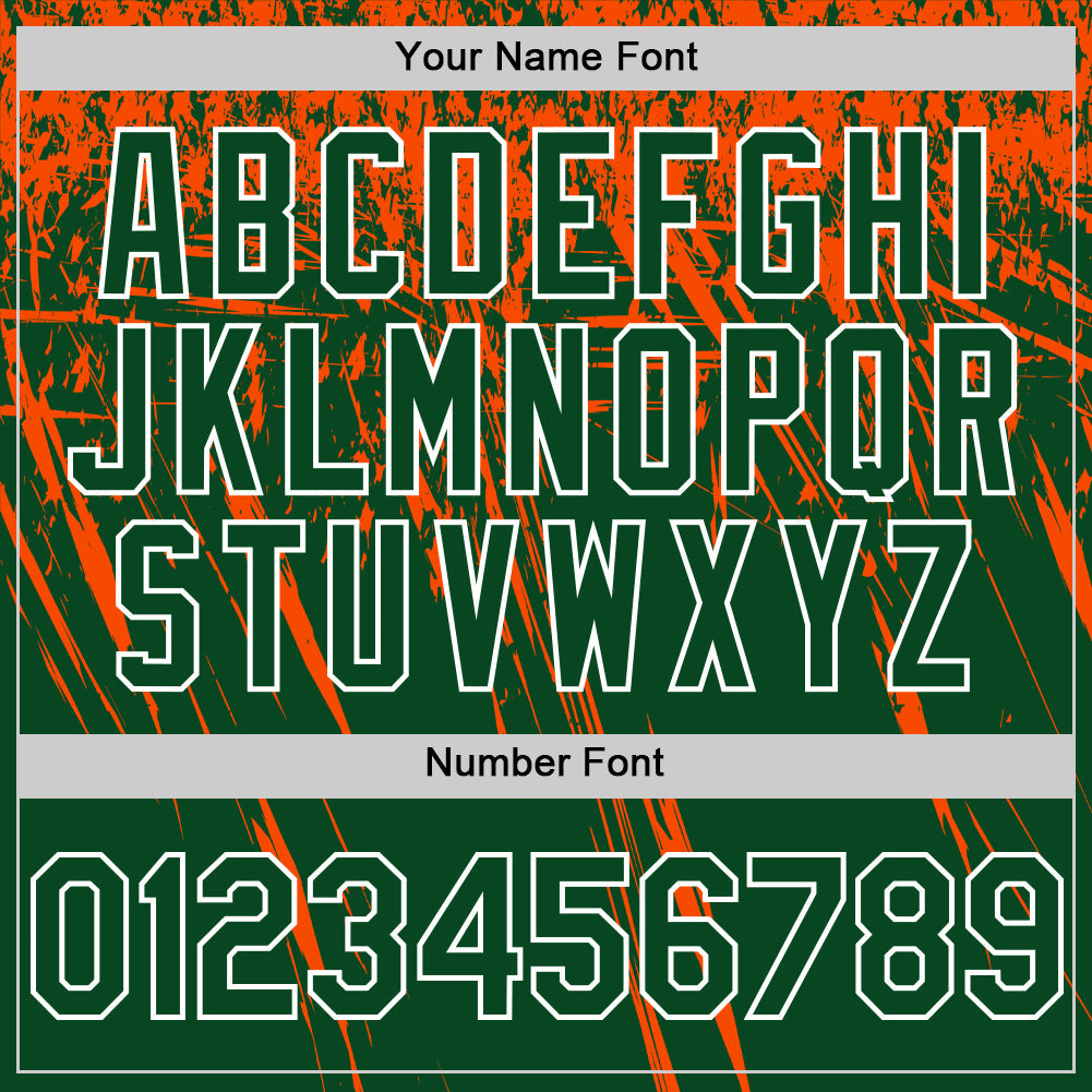 Custom Green Orange-White Distressed Scratch Brush Stroke Authentic Baseball Jersey view 5