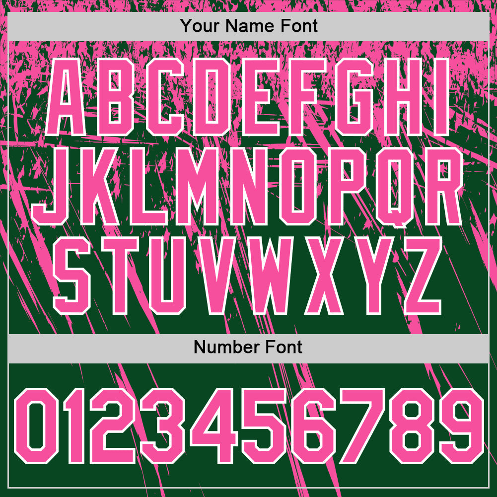 Custom Green Pink-White Distressed Scratch Brush Stroke Authentic Baseball Jersey view 5
