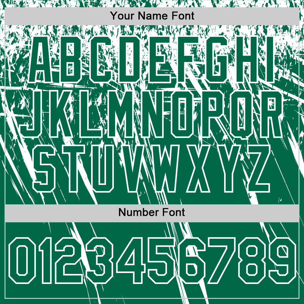 Custom Kelly Green White Distressed Scratch Brush Stroke Authentic Baseball Jersey view 5