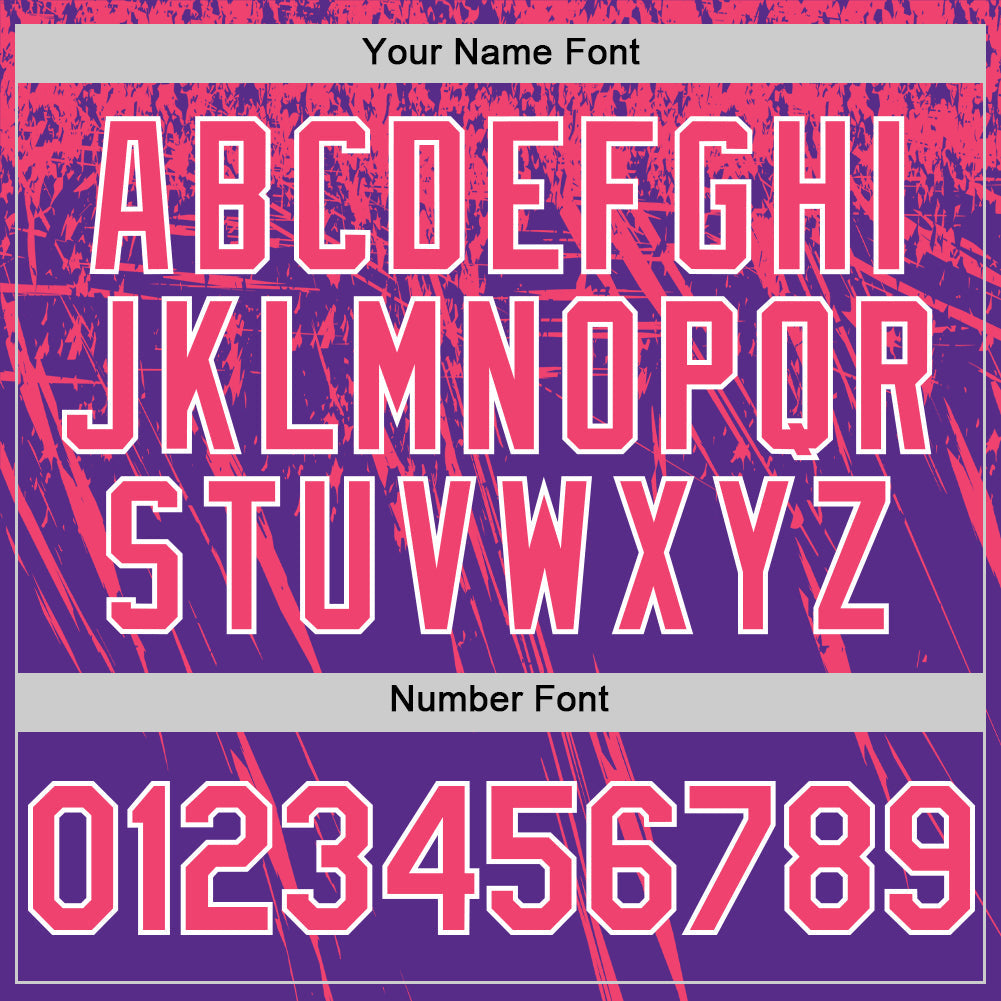 Custom Purple Neon Pink-White Distressed Scratch Brush Stroke Authentic Baseball Jersey view 5
