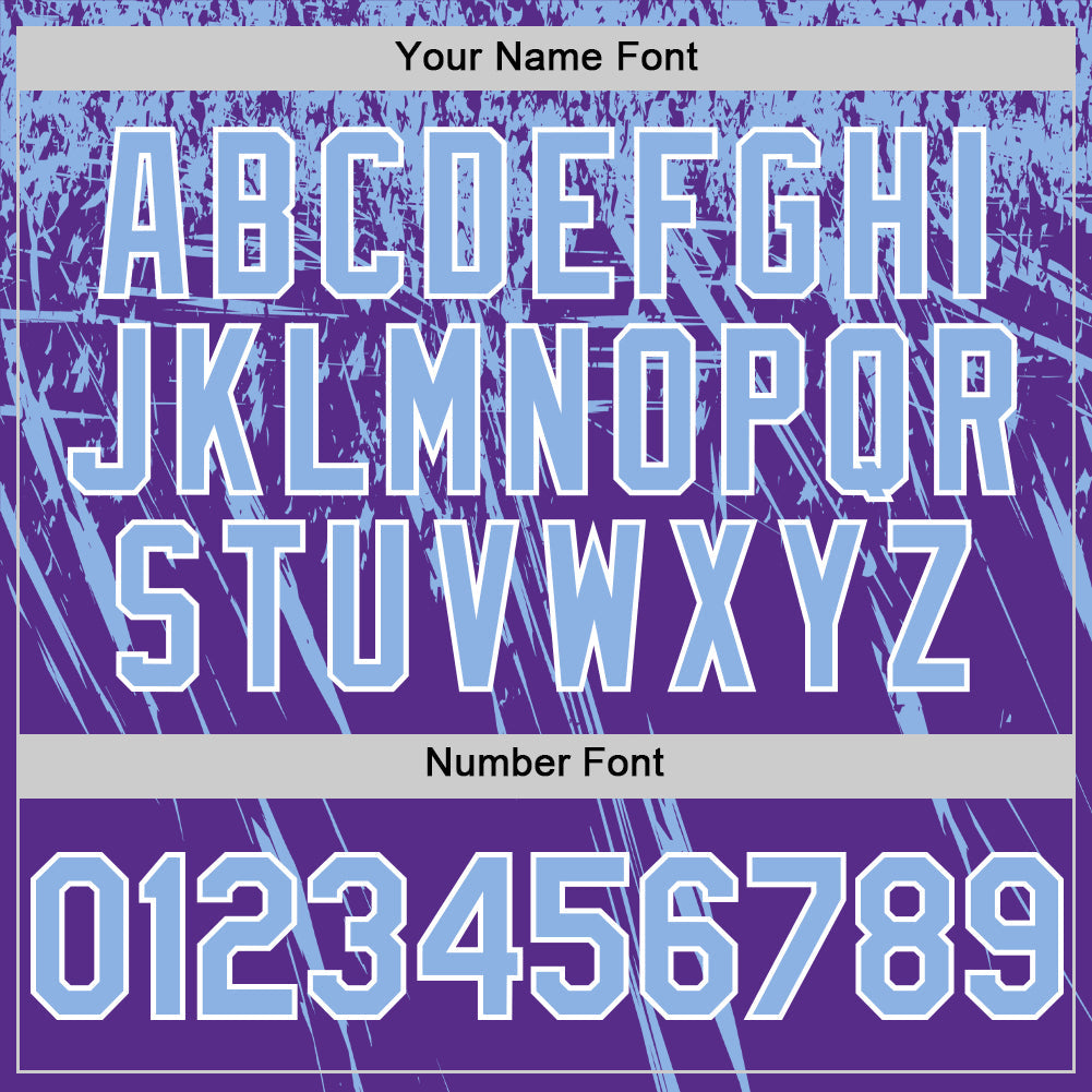 Custom Purple Light Blue-White Distressed Scratch Brush Stroke Authentic Baseball Jersey view 5