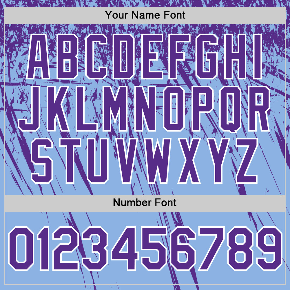 Custom Light Blue Purple-White Distressed Scratch Brush Stroke Authentic Baseball Jersey view 5