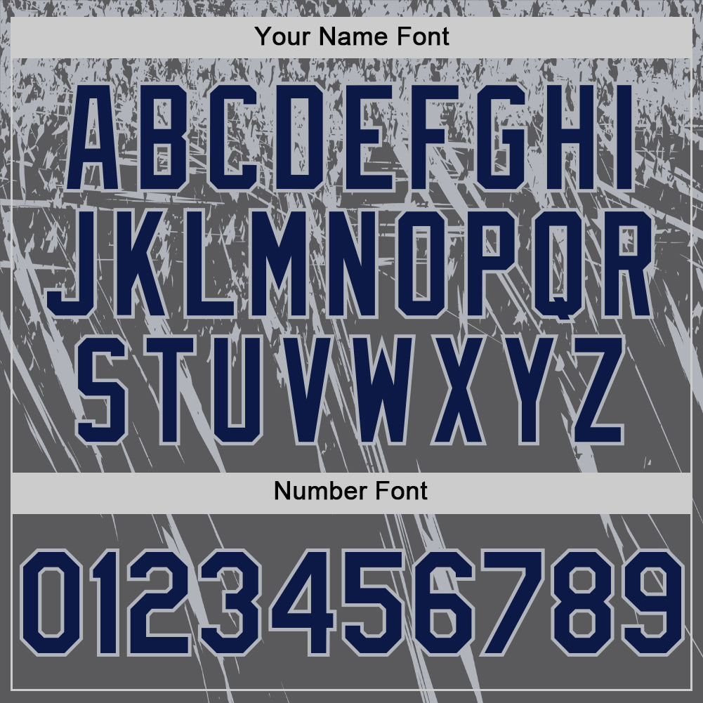 Custom Steel Gray Navy-Gray Distressed Scratch Brush Stroke Authentic Baseball Jersey view 5