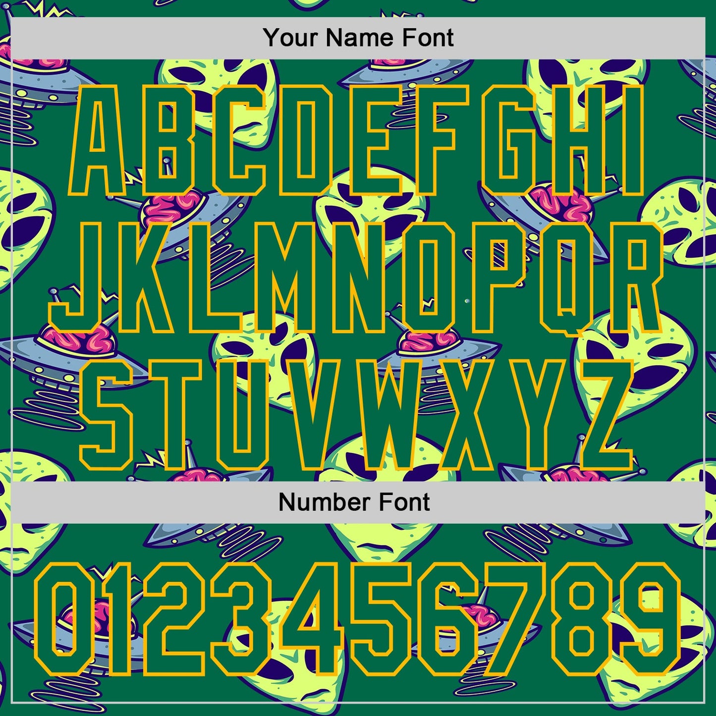 Custom Kelly Green Gold Alien UFO Space Authentic Baseball Jersey view 5