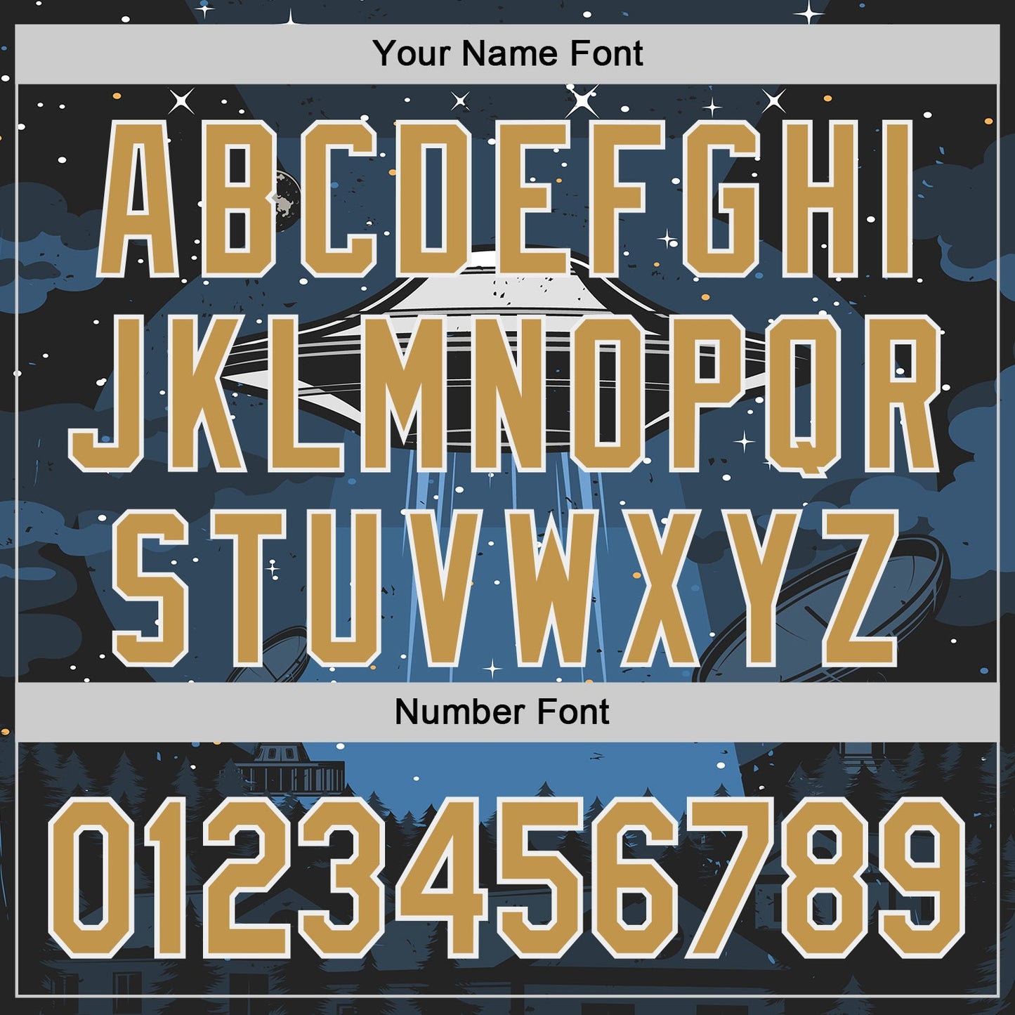 Custom Blue Old Gold Black-White Alien UFO Galaxy Authentic Baseball Jersey view 5