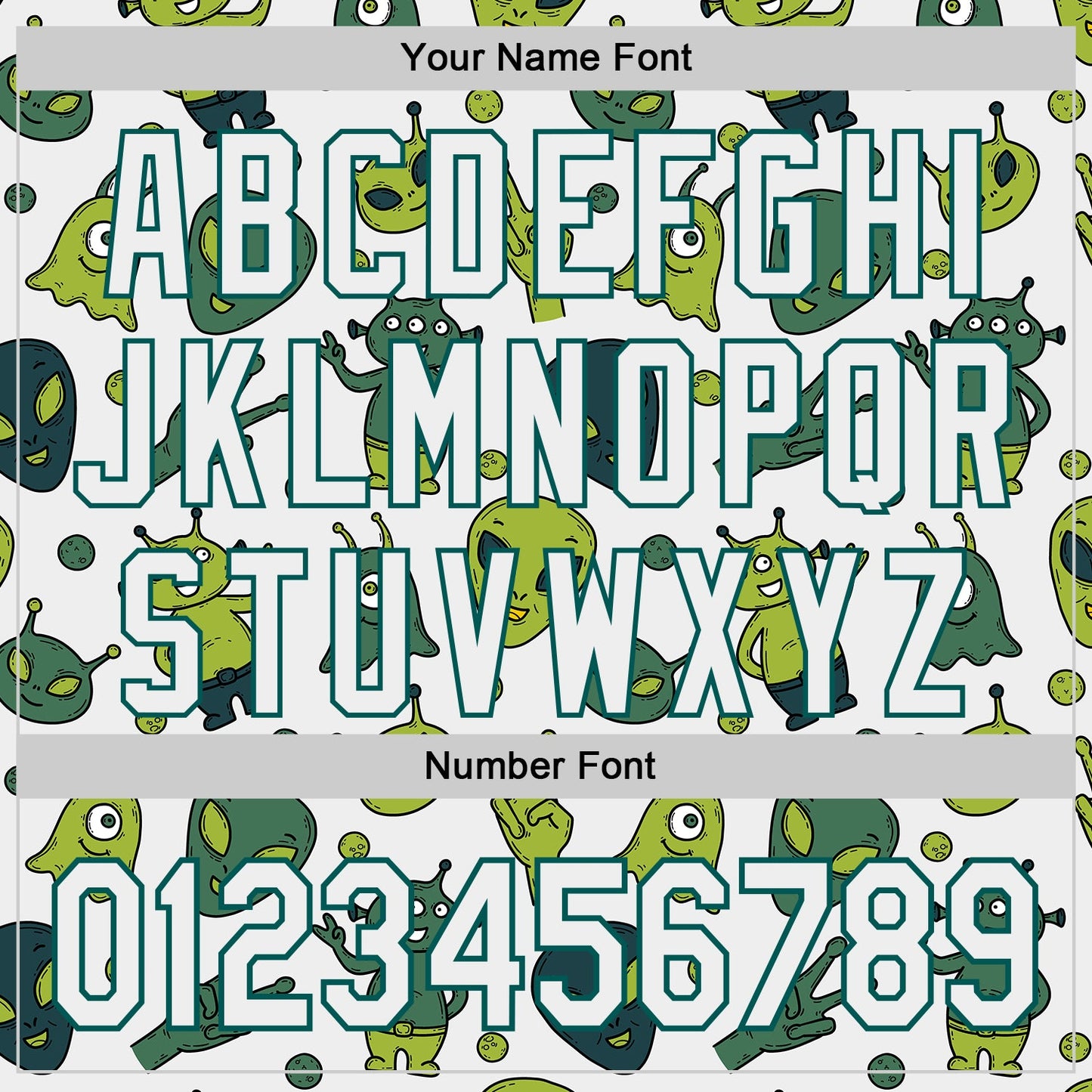 Custom White Midnight Green Cartoon Alien Authentic Baseball Jersey view 5
