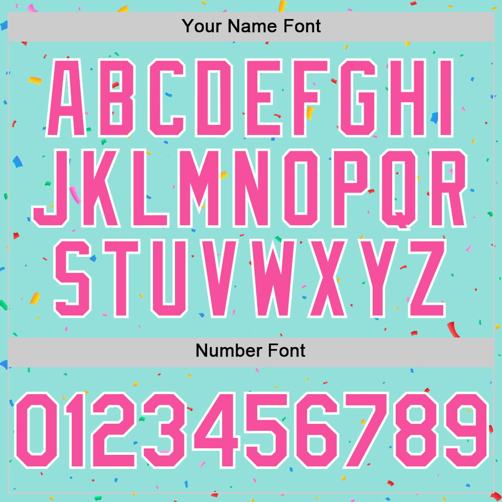Custom Ice Blue Pink-White 3D Pattern Design Confetti Colorful Speckle Authentic Baseball Jersey view 5