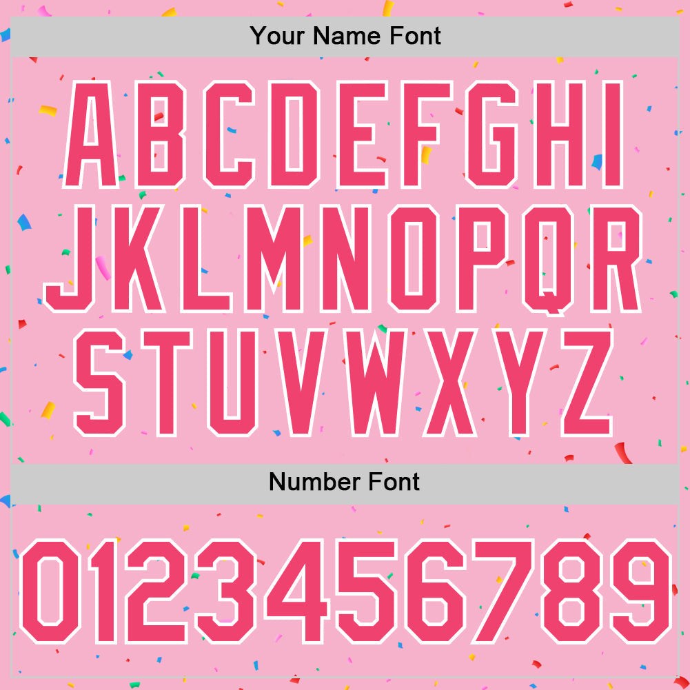 Custom Light Pink Neon Pink-White 3D Pattern Design Confetti Colorful Speckle Authentic Baseball Jersey view 5