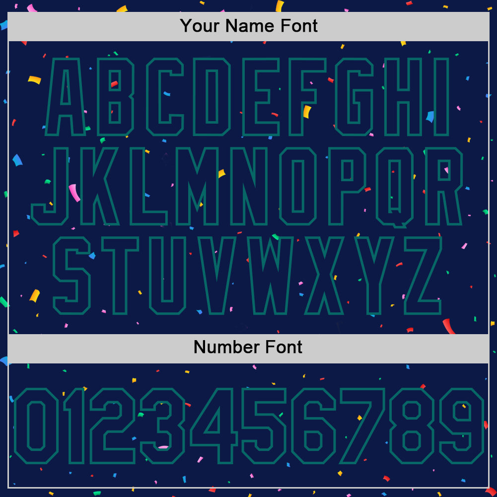 Custom Navy Teal 3D Pattern Design Confetti Colorful Speckle Authentic Baseball Jersey view 5