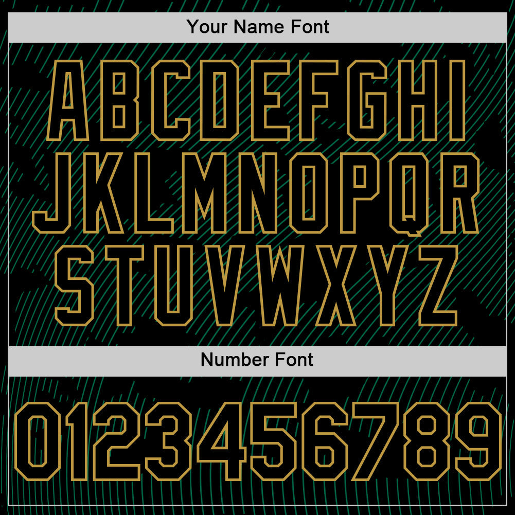 Custom Black Kelly Green-Old Gold Curve Lines Authentic Baseball Jersey view 5