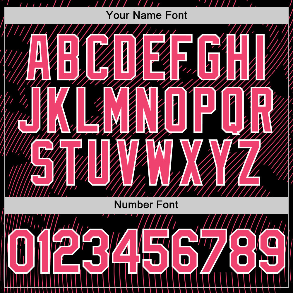 Custom Black Neon Pink-White Curve Lines Authentic Baseball Jersey view 5