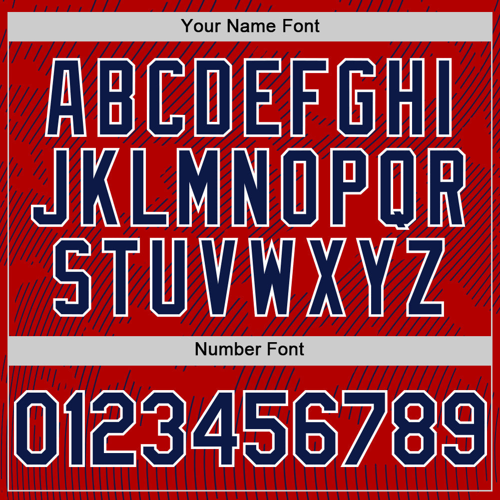 Custom Red Navy-White Curve Lines Authentic Baseball Jersey view 5