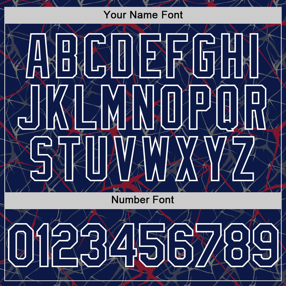 Custom Navy Crimson-White 3D Pattern Design Abstract Network Authentic Baseball Jersey view 5