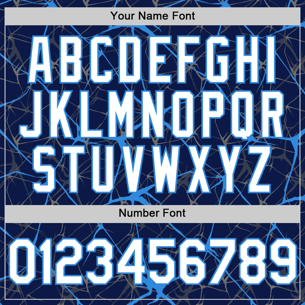 Custom Navy White-Electric Blue 3D Pattern Design Abstract Network Authentic Baseball Jersey view 5