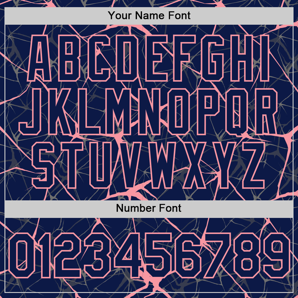 Custom Navy Medium Pink 3D Pattern Design Abstract Network Authentic Baseball Jersey view 5