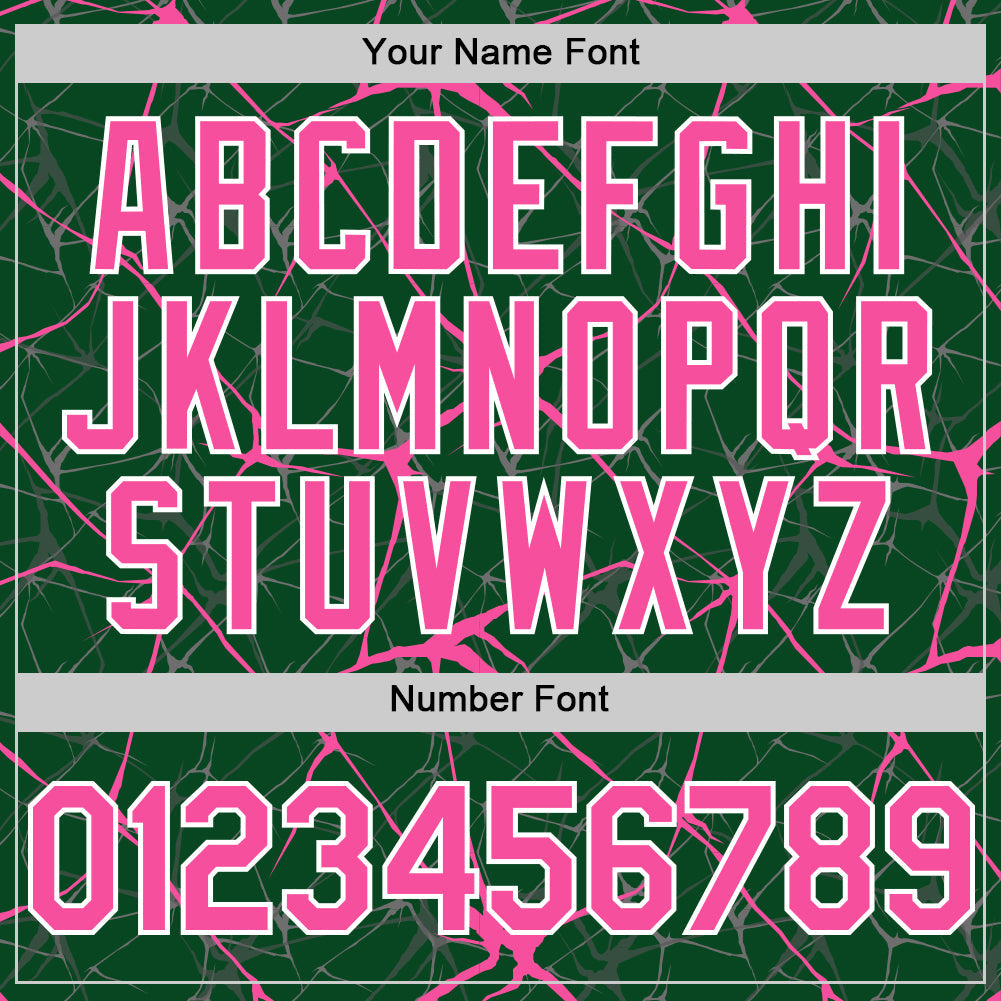 Custom Green Pink-White 3D Pattern Design Abstract Network Authentic Baseball Jersey view 5