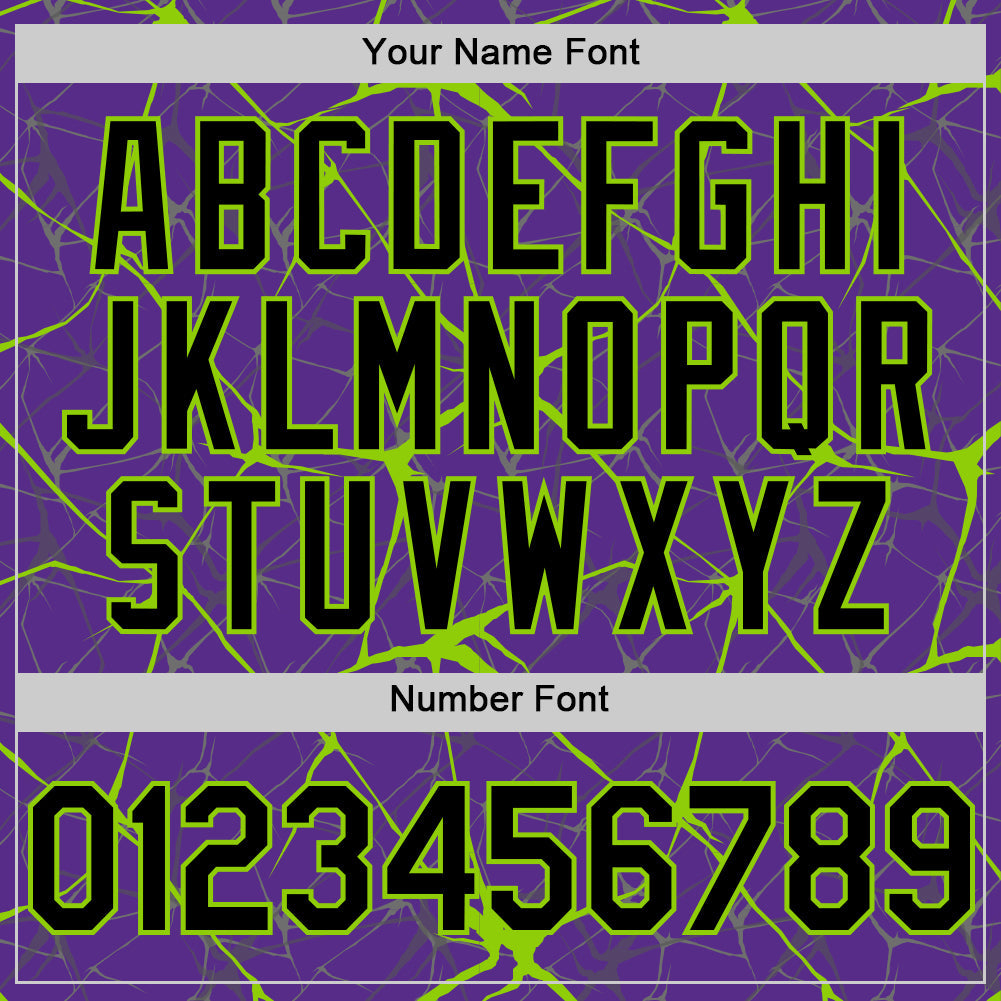 Custom Purple Black-Neon Green 3D Pattern Design Abstract Network Authentic Baseball Jersey view 5