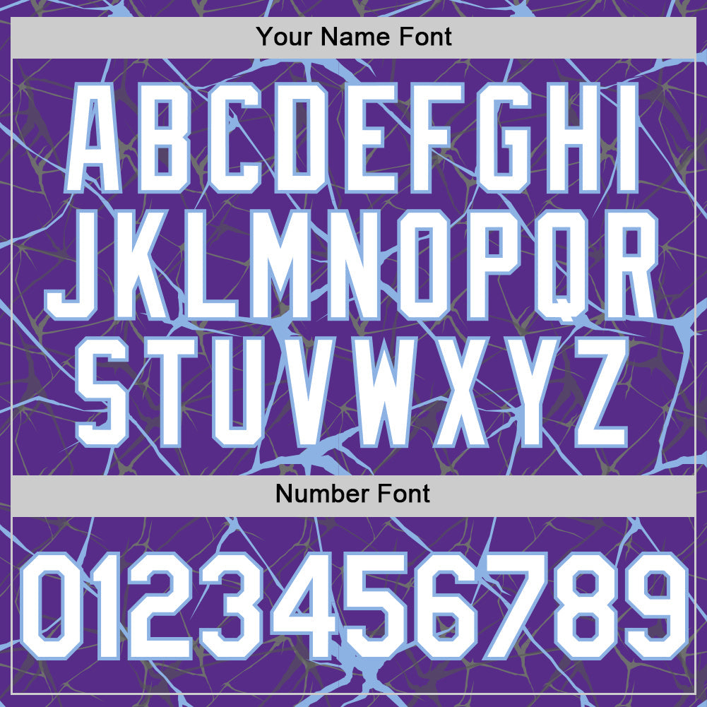 Custom Purple White-Light Blue 3D Pattern Design Abstract Network Authentic Baseball Jersey view 5