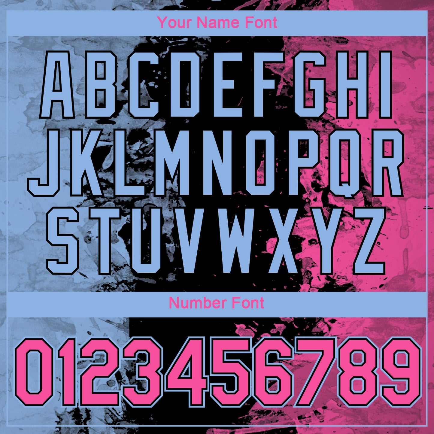 Custom Pink Black-Light Blue Ink Splash Duotono Style Performance T-Shirt view 4