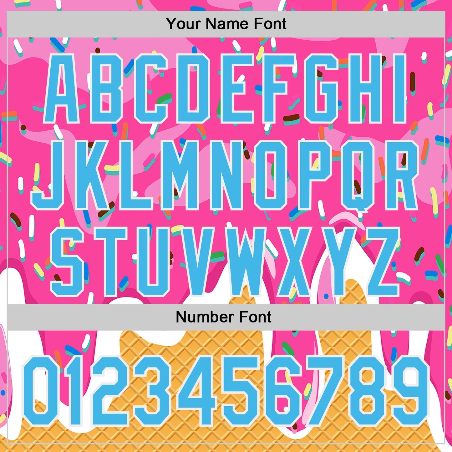 Custom Pink Sky Blue Yellow-White Foodie Food Dessert Melting Cream Waffle Grid Authentic Baseball Jersey view 5
