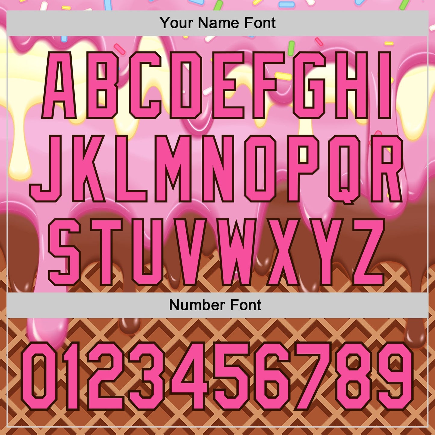 Custom Light Pink Pink Yellow-Brown Foodie Food Dessert Melting Cream Waffle Grid Authentic Baseball Jersey view 5