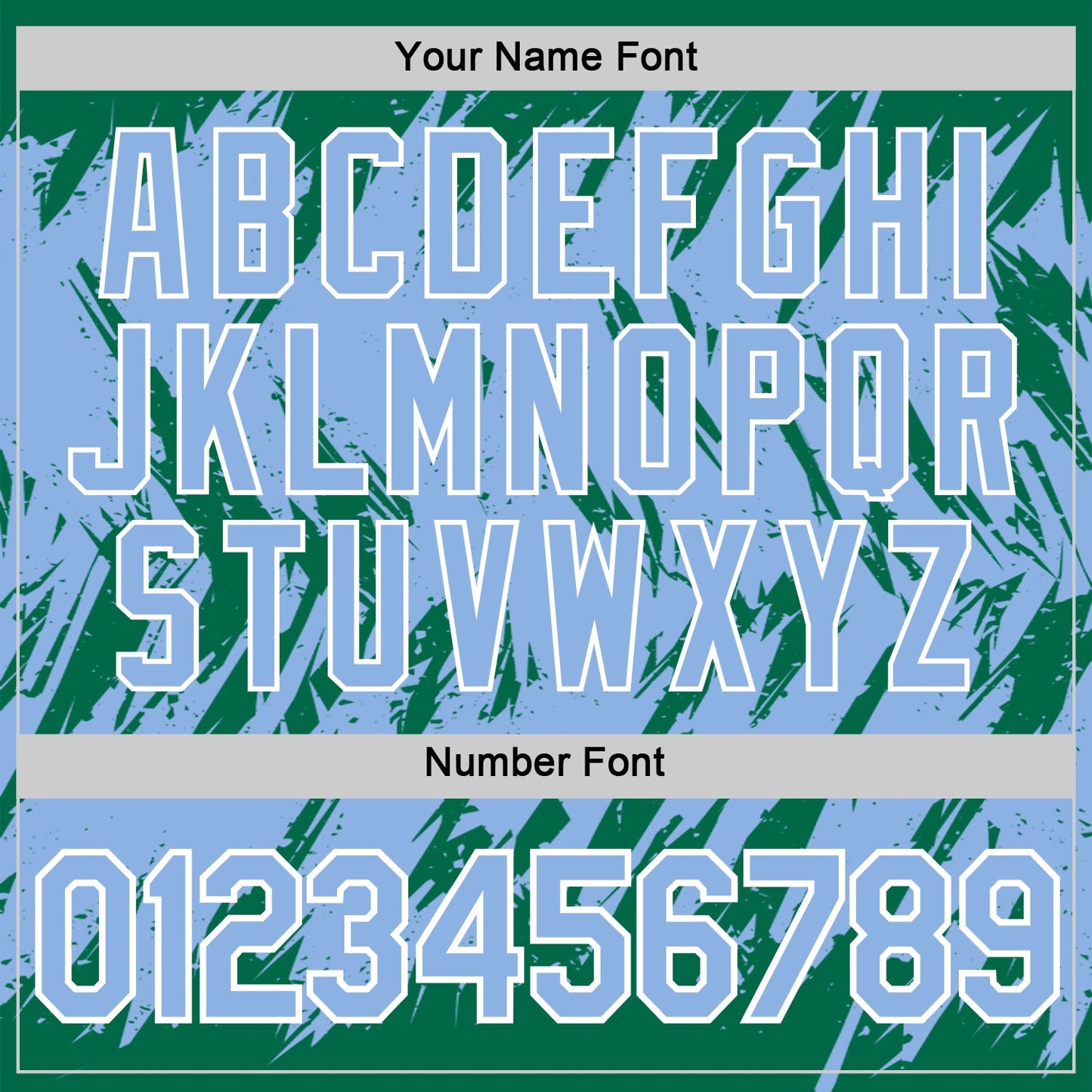 Custom Kelly Green Light Blue-White Torn Sharp Brush Stroke Splatter Performance T-Shirt view 4