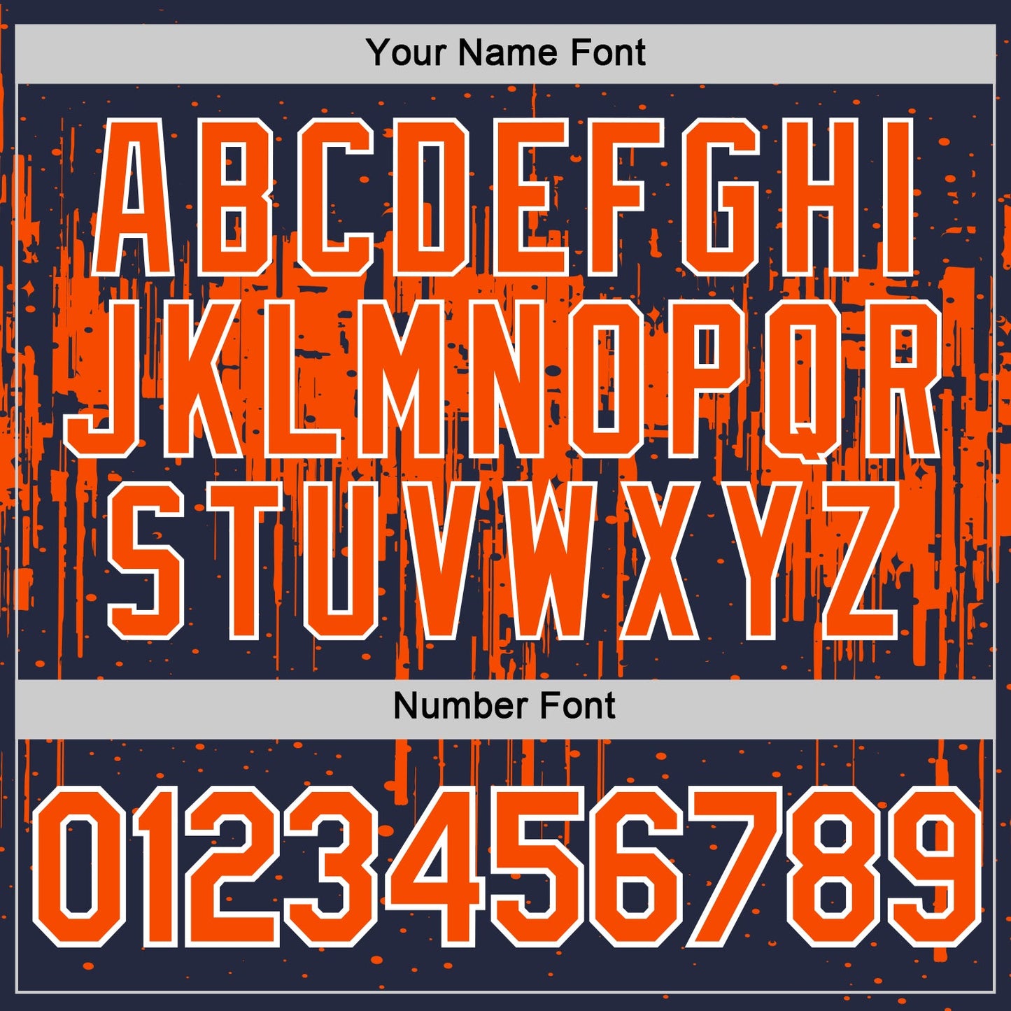 Custom Navy Orange-White Dripping Splatter Paint Performance T-Shirt view 4