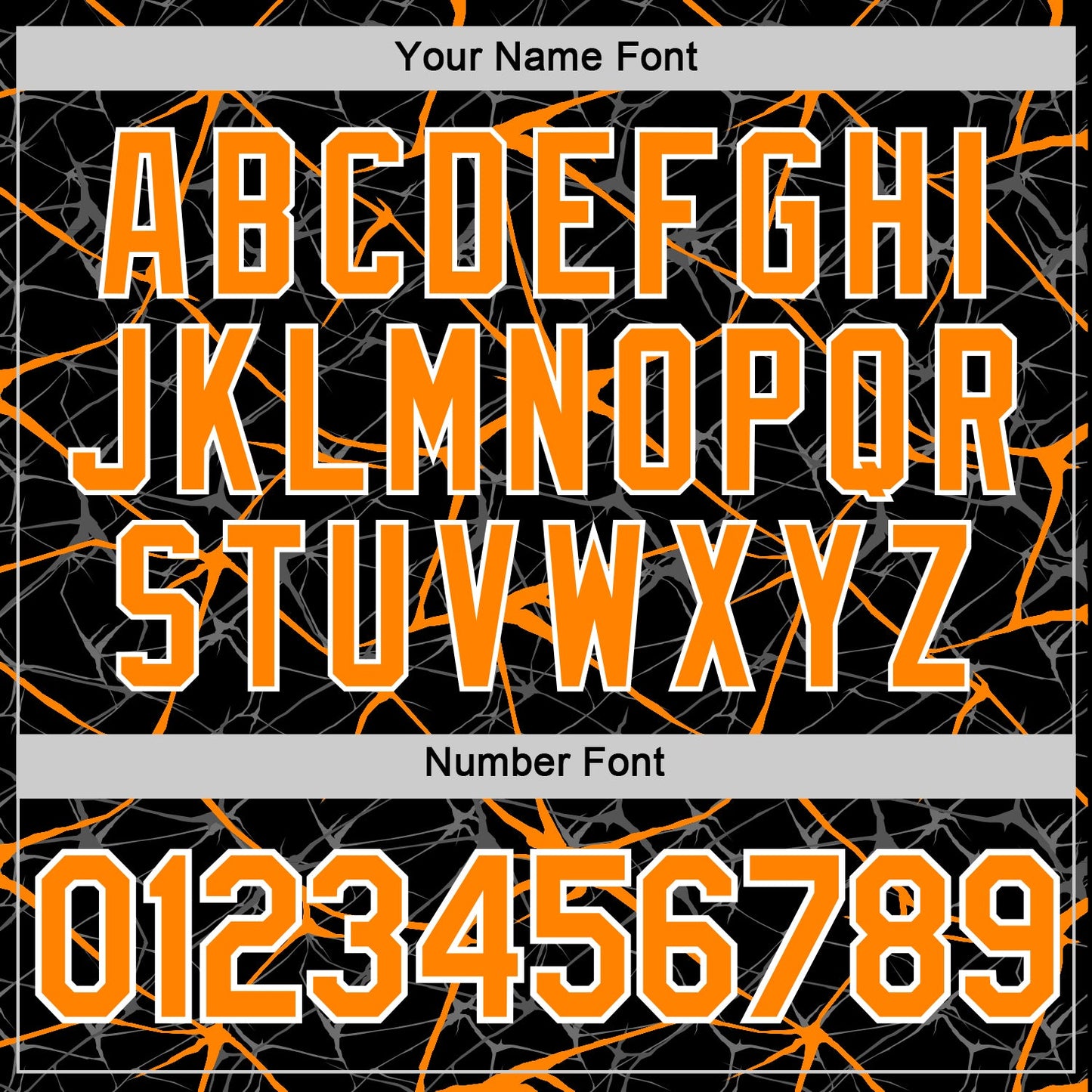 Custom Black Bay Orange Gray-White Abstract Network Crackle Performance T-Shirt view 4