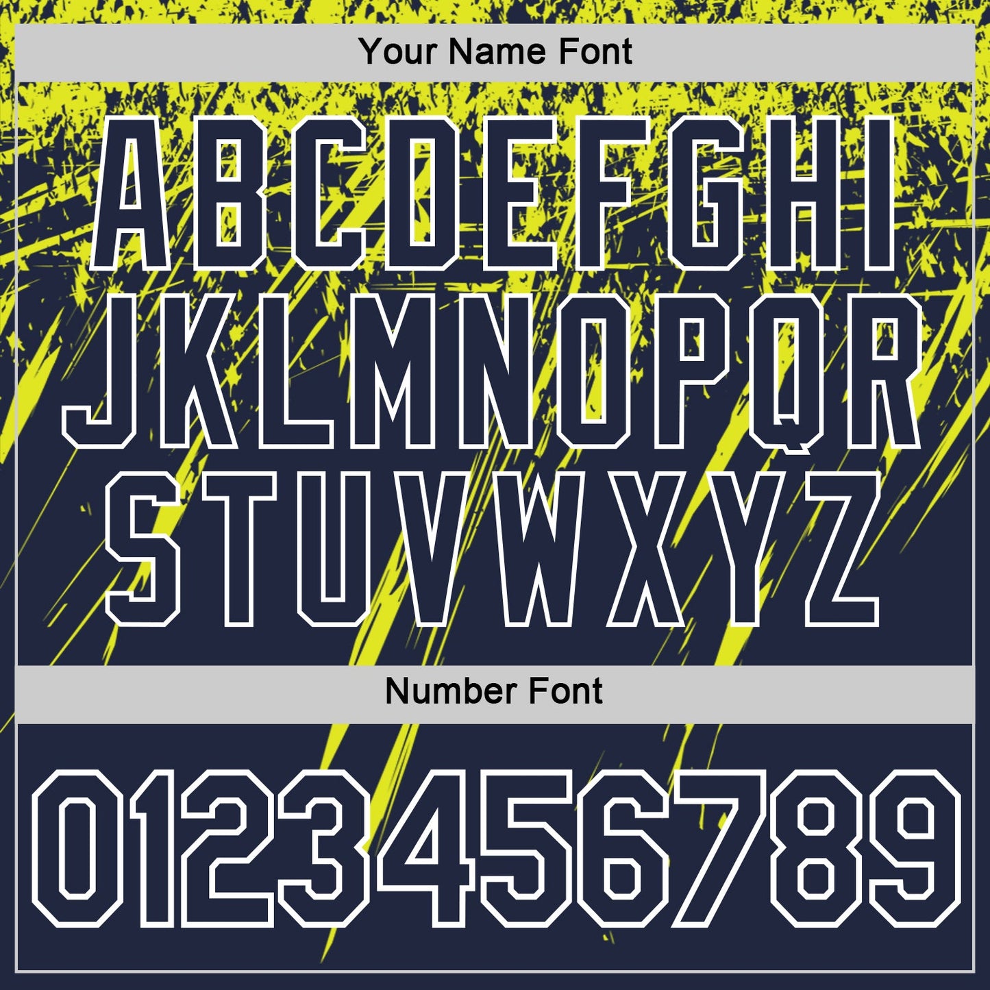 Custom Navy Neon Yellow-White Distressed Scratch Brush Stroke Performance T-Shirt view 4