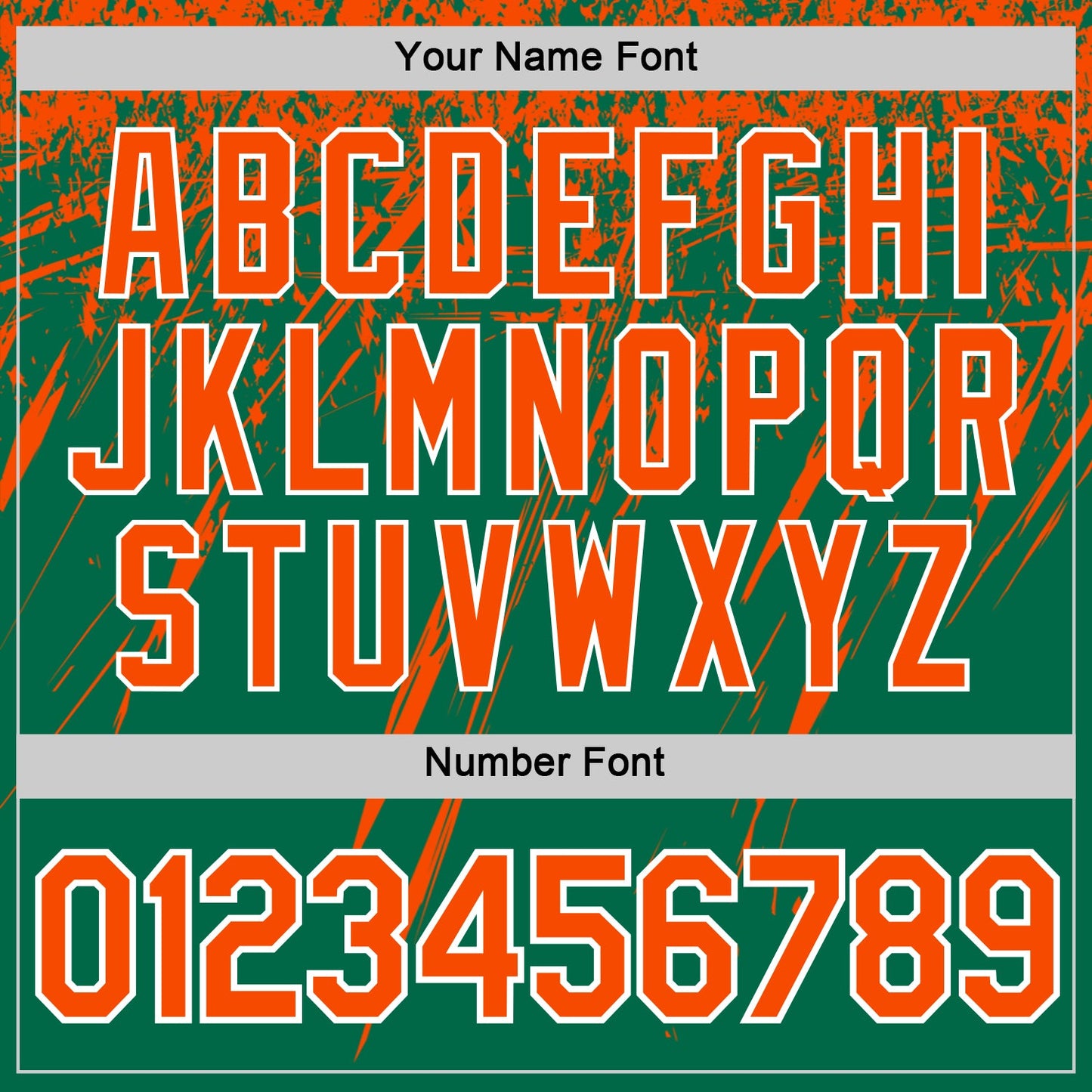 Custom Kelly Green Orange-White Distressed Scratch Brush Stroke Performance T-Shirt view 4