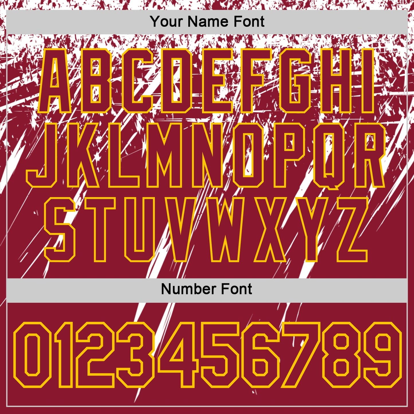 Custom Crimson White-Yellow Distressed Scratch Brush Stroke Performance T-Shirt view 4