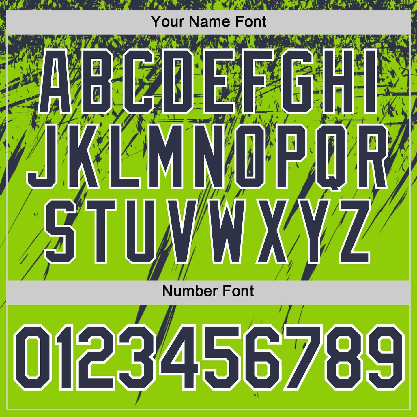 Custom Neon Green Navy-White Distressed Scratch Brush Stroke Performance T-Shirt view 4
