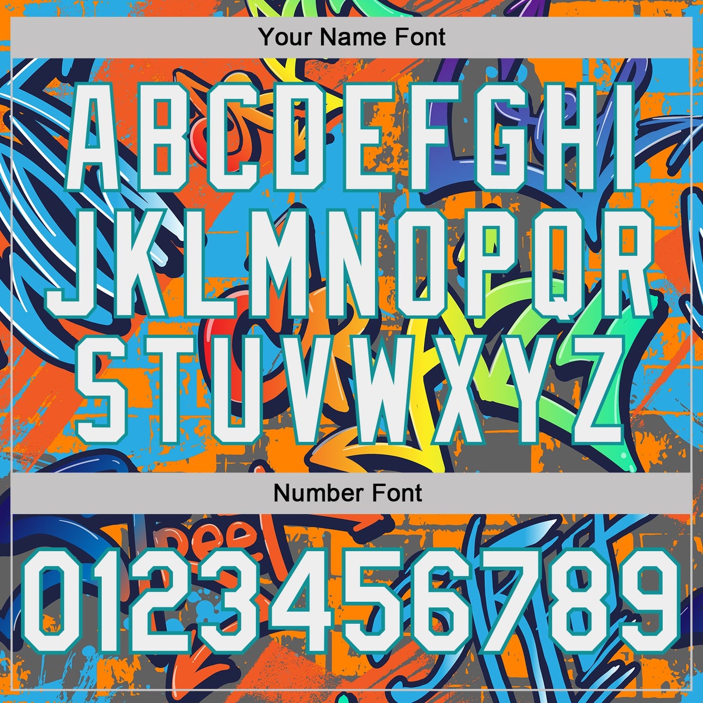 Custom Graffiti Pattern White-Teal Vibrant MulticolorStreet Style Performance T-Shirt view 4