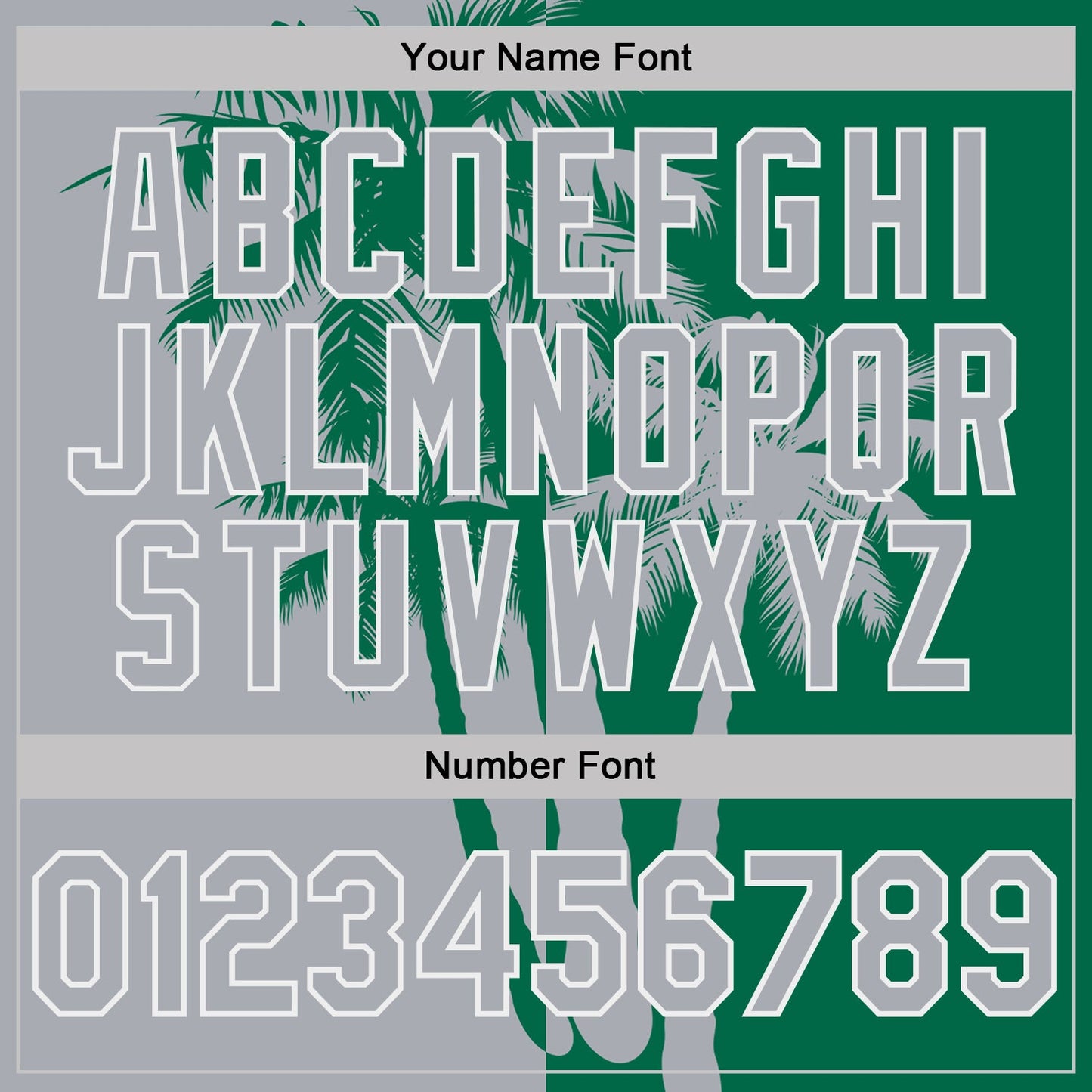 Custom Kelly Green Gray-White Hawaii Tropical Coastal Palm Trees Performance T-Shirt view 4