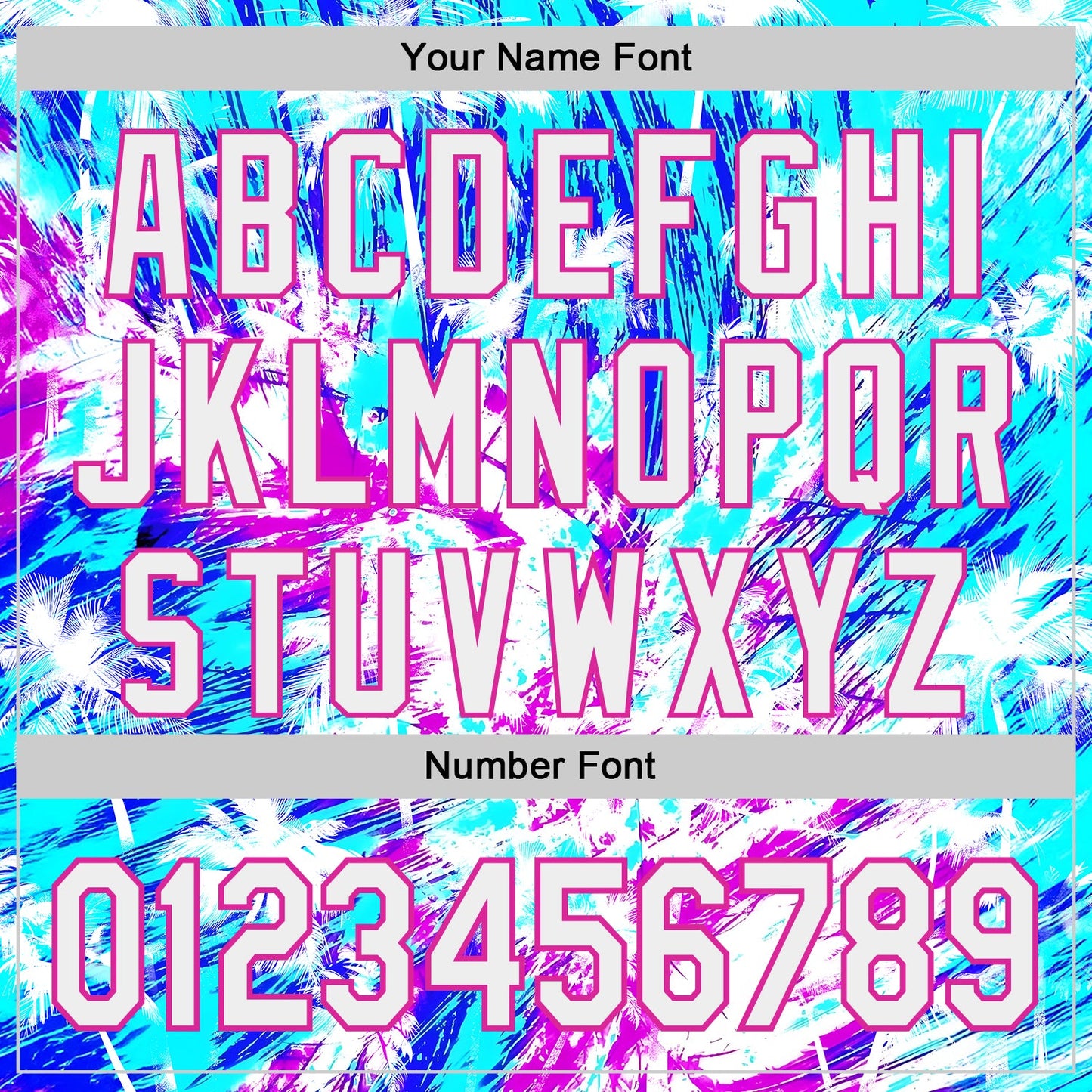 Custom Ice Blue White Blue-Deep Pink Cyber Tropical Palm Trees Music Festival Authentic Baseball Jersey view 5