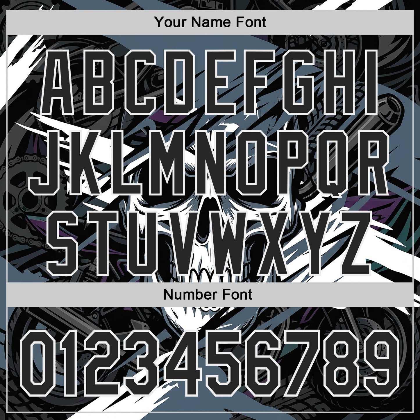 Custom Black Blue-White 3D Pattern Design Motorcycle Motocross Skull Authentic Baseball Jersey view 5