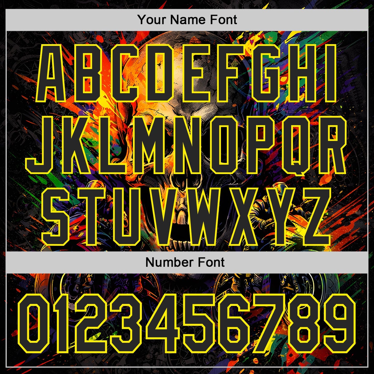 Custom Black-Light Yellow 3D Pattern Design Motorcycle Motocross Skull Authentic Baseball Jersey view 5