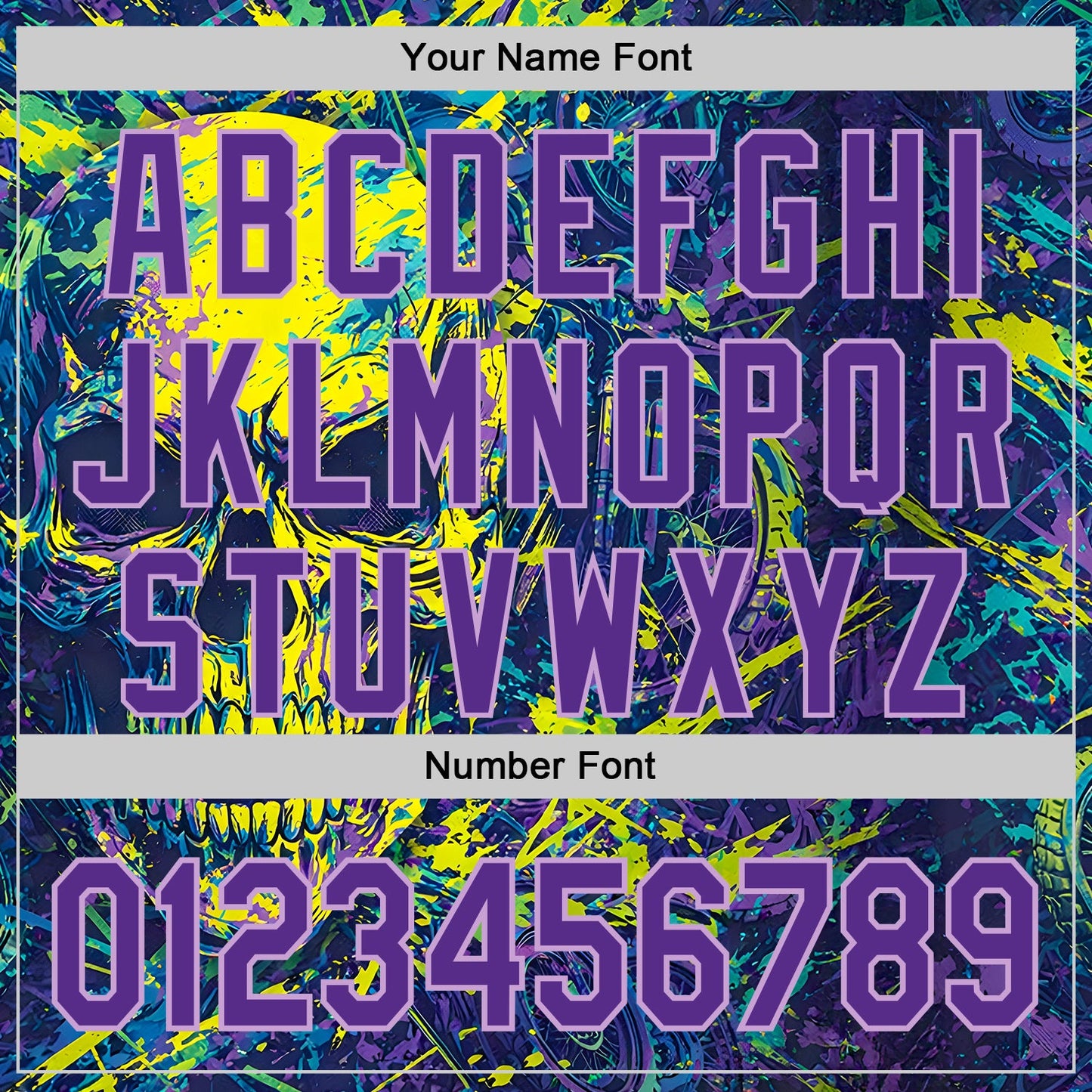 Custom Blue Purple Yellow-Light Purple 3D Pattern Design Motorcycle Motocross Skull Authentic Baseball Jersey view 5