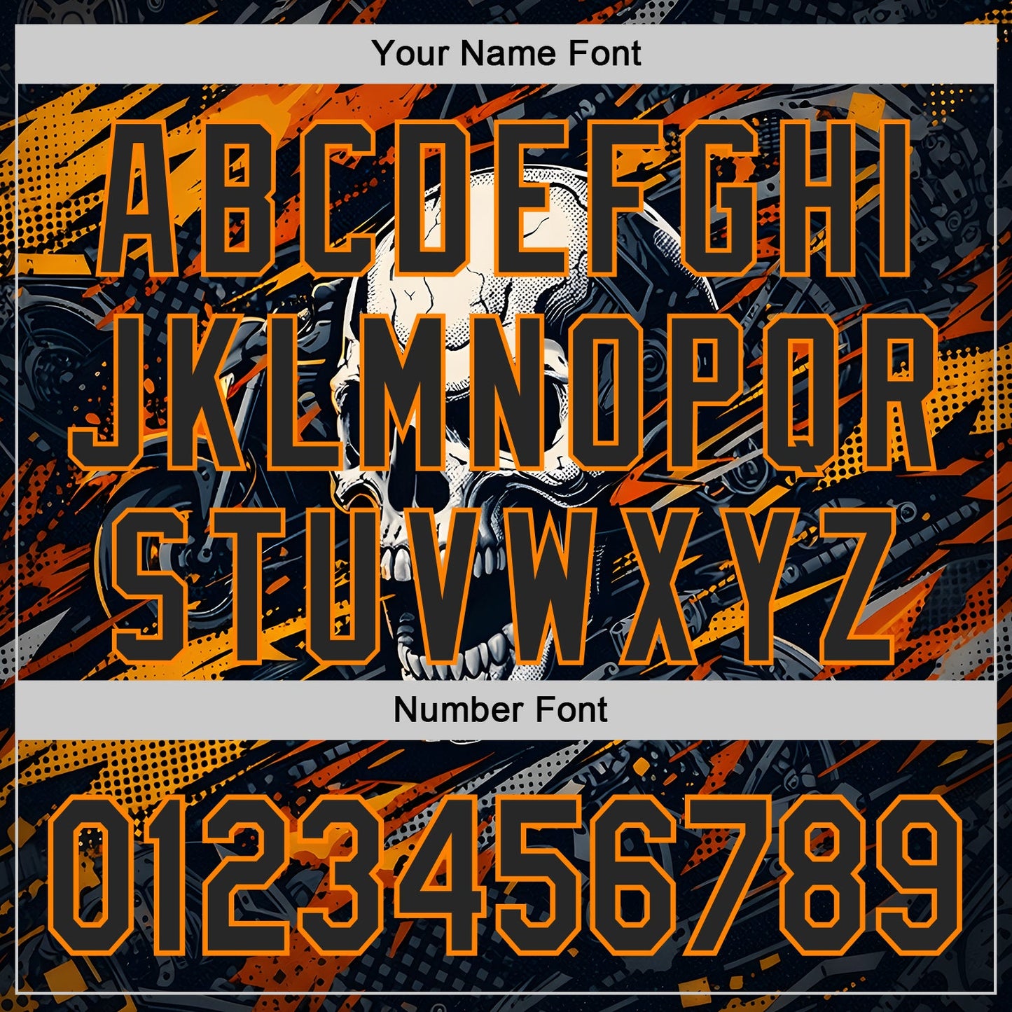 Custom Black-Bay Orange 3D Pattern Design Motorcycle Motocross Skull Authentic Baseball Jersey view 5