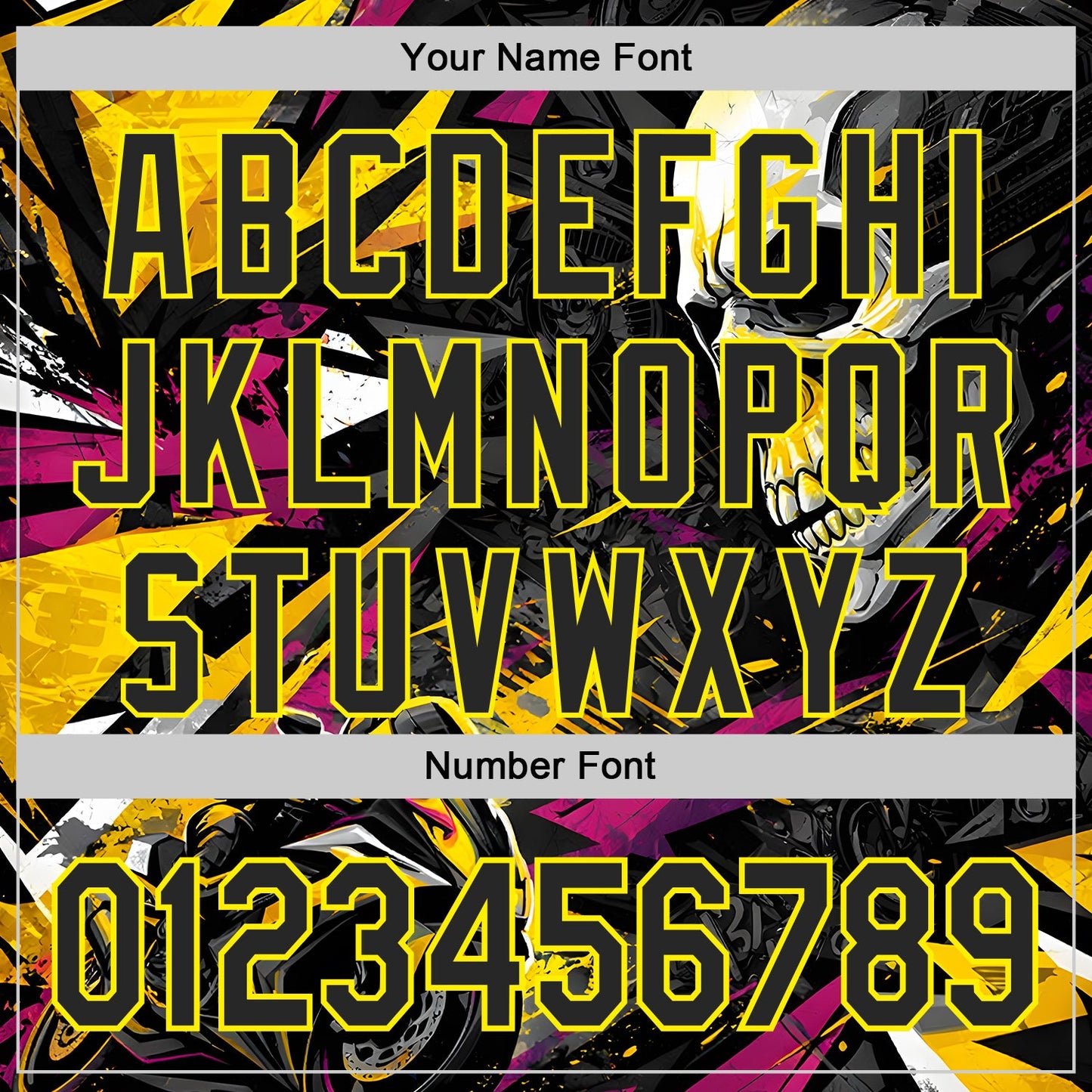 Custom Black Deep Pink-Light Yellow 3D Pattern Design Motorcycle Motocross Skull Authentic Baseball Jersey view 5