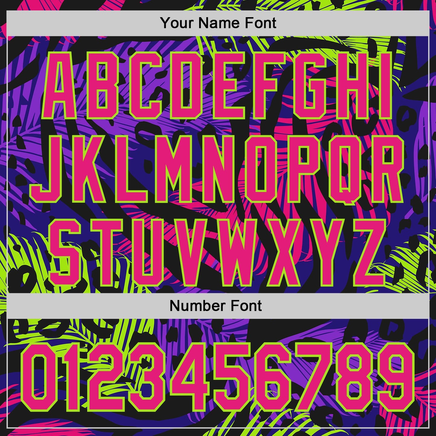 Custom Purple Hot Pink Black-Neon Green Leopard Print Tiger Stripe Leaf Authentic Baseball Jersey view 5