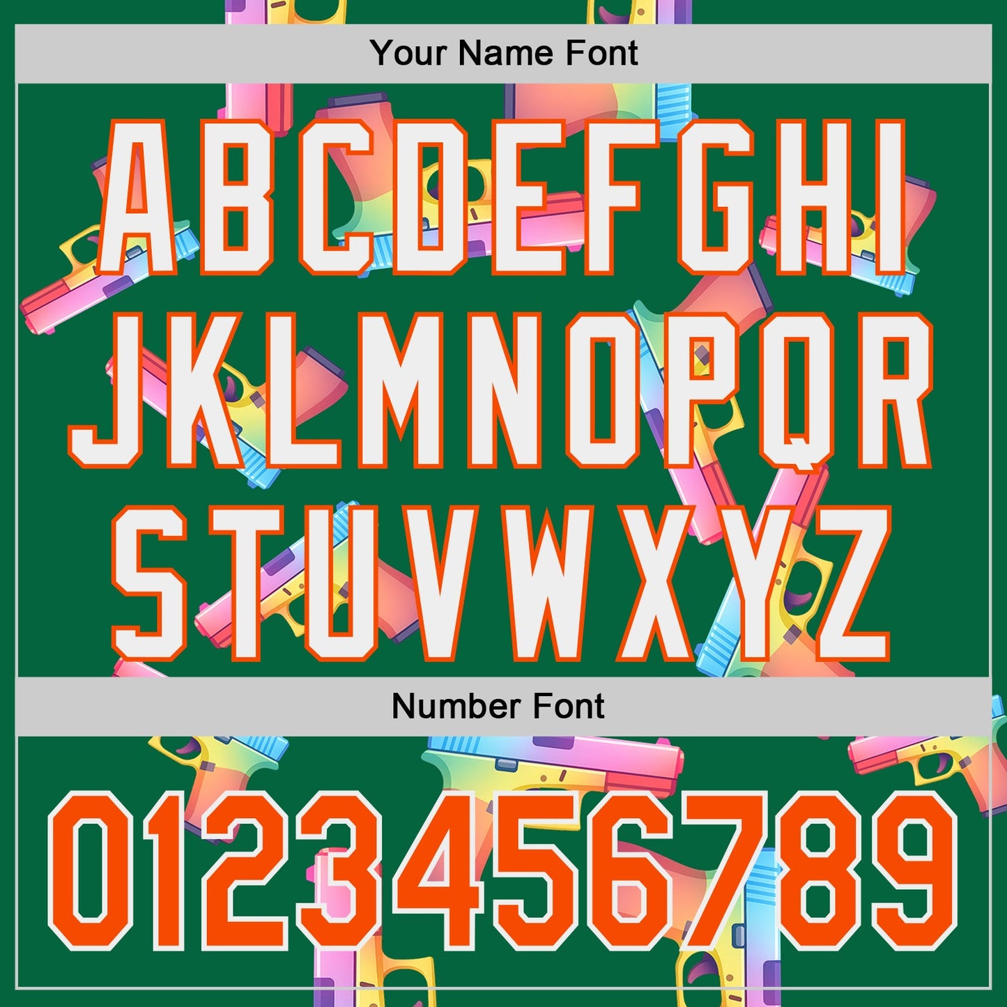 Custom Kelly Green Orange-White Colorful Firepower 3D Pattern Design Authentic Baseball Jersey view 5