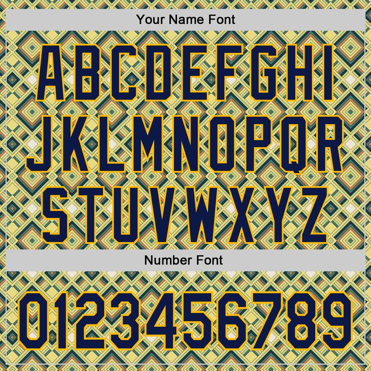Custom Green Navy-Gold Geometric Diamond Grid Rhombus Authentic Baseball Jersey view 5