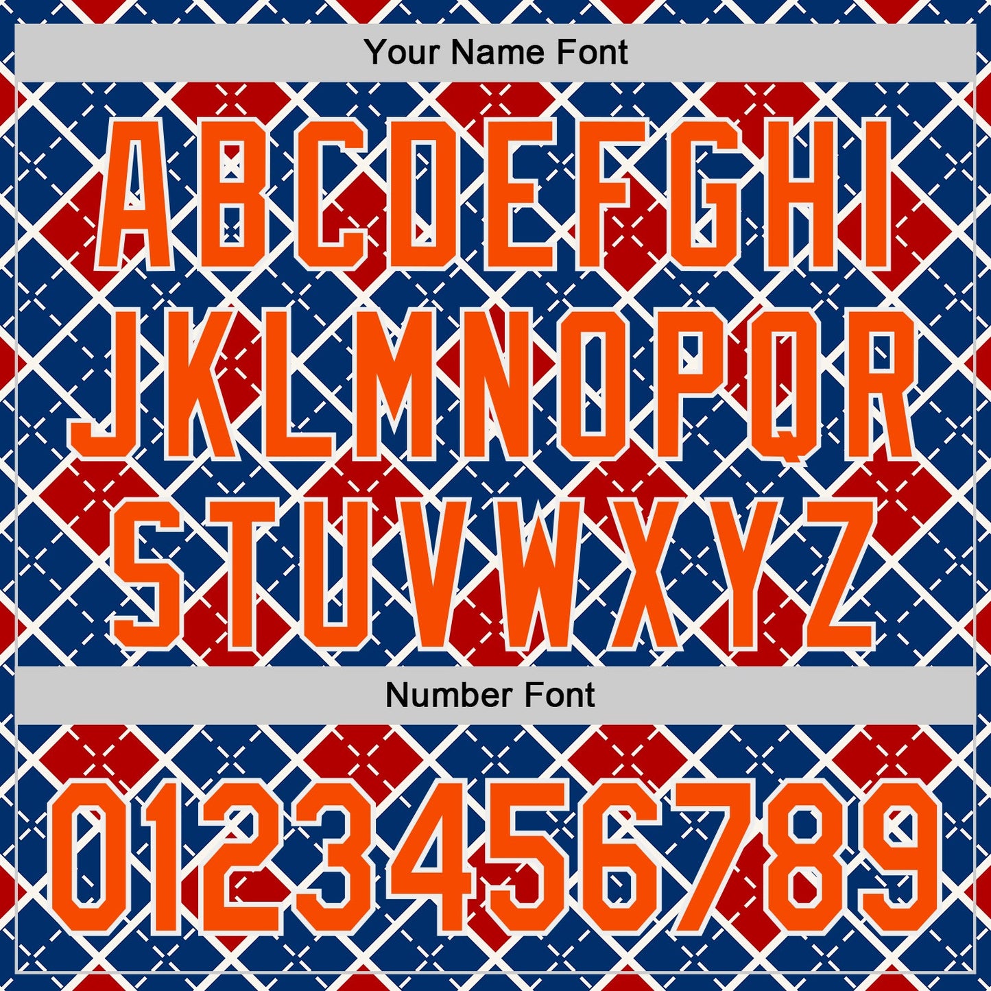 Custom US Navy Blue Orange Red-White Geometric Diamond Grid Rhombus Authentic Baseball Jersey view 5