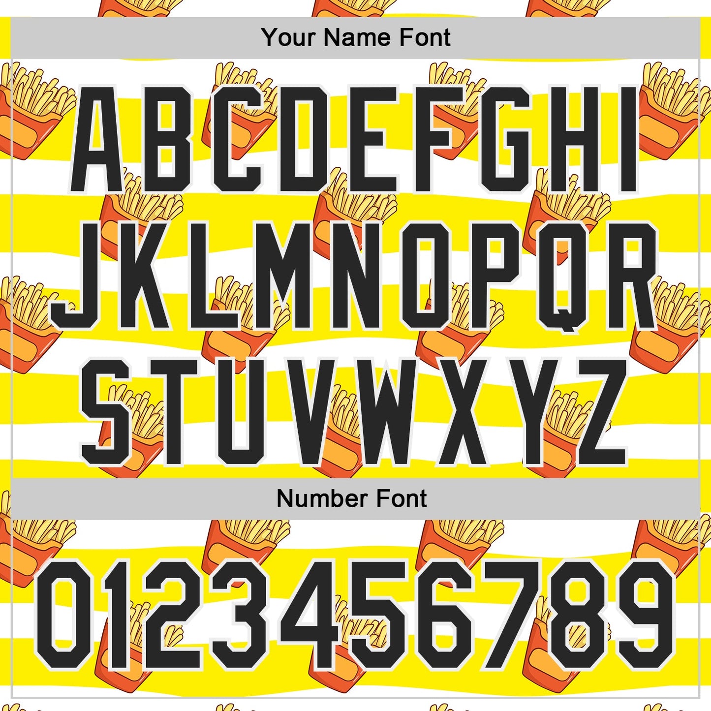 Custom Yellow Black-White Foodie Fries Authentic Baseball Jersey view 5
