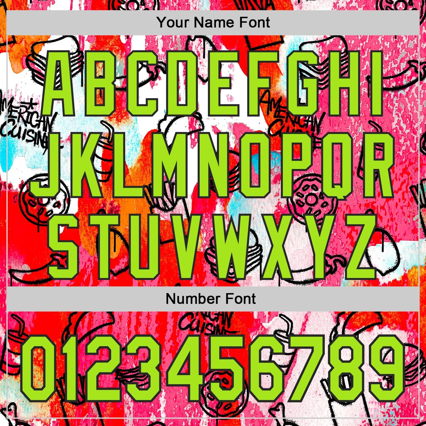 Custom Pink Neon Green-Black Foodie American Cuisine Fast Food Burger Fries & Pizza Authentic Baseball Jersey view 5