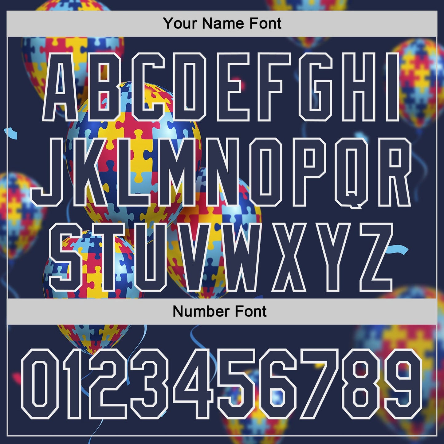 Custom Navy-White Autism Awareness Support Puzzle Infinity Balloon Authentic Baseball Jersey view 5